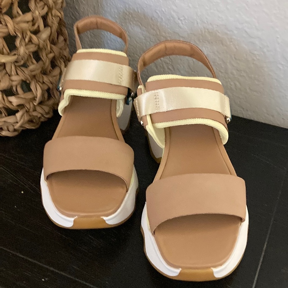 Sorel Tan and Cream Sporty Sandals with Chunky Sole